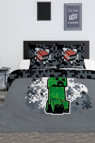 Conjunto de edredão Minecraft - Preto e vermelho