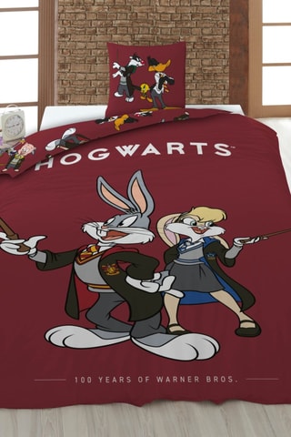 Conjunto de edredão em algodão 52 fios/cm² Looney Tunes e Harry Potter - Bordô
