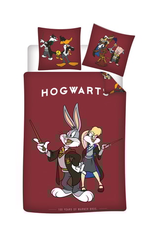 Conjunto de edredão em algodão 52 fios/cm² Looney Tunes e Harry Potter - Bordô
