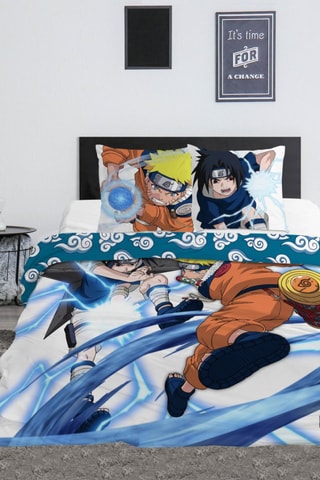 Conjunto de edredão Naruto - Azul e laranja