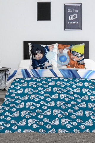 Conjunto de edredão Naruto - Azul e laranja