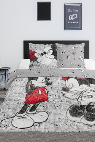 Conjunto de edredão Minnie Disney - Cinzento e vermelho