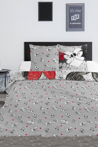 Conjunto de edredão Minnie Disney - Cinzento e vermelho
