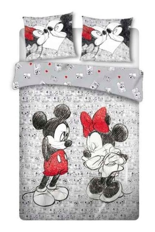 Conjunto de edredão Minnie Disney - Cinzento e vermelho