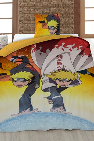Conjunto de edredão Naruto - Amarelo e branco