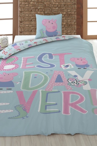 Conjunto de edredão Porquinha Peppa - Azul e rosa