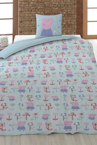 Conjunto de edredão Porquinha Peppa - Azul e rosa