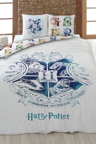 Conjunto de edredão Harry Potter - Branco e azul