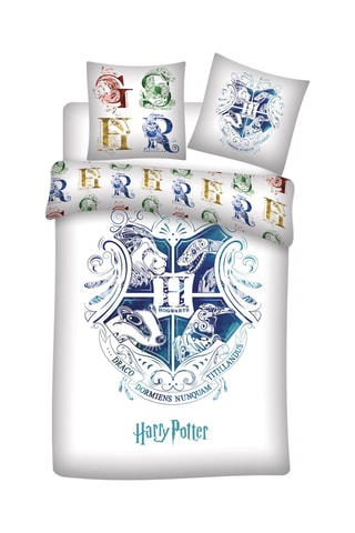 Conjunto de edredão Harry Potter - Branco e azul