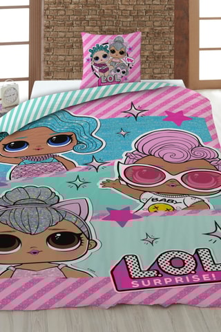 Conjunto de edredão em algodão 52 fios/cm² L.O.L Surprise - Rosa e azul
