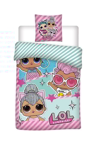 Conjunto de edredão em algodão 52 fios/cm² L.O.L Surprise - Rosa e azul