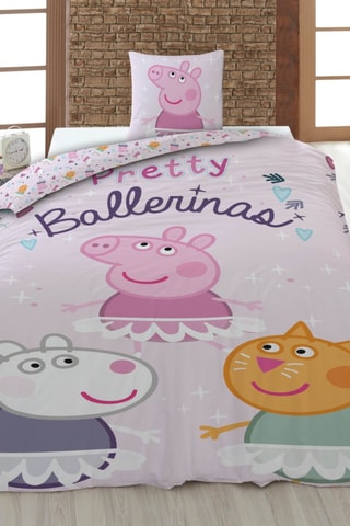 Conjunto de edredão em algodão 52 fios/cm² Porquinha Peppa - Rosa