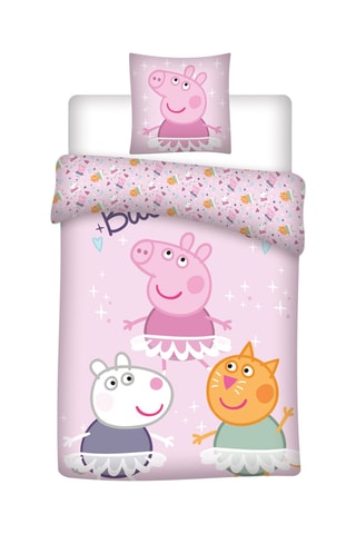 Conjunto de edredão em algodão 52 fios/cm² Porquinha Peppa - Rosa