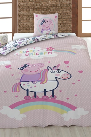 Conjunto de edredão em algodão 52 fios/cm² Porquinha Peppa - Rosa