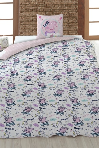 Conjunto de edredão em algodão 52 fios/cm² Porquinha Peppa - Rosa