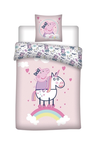 Conjunto de edredão em algodão 52 fios/cm² Porquinha Peppa - Rosa