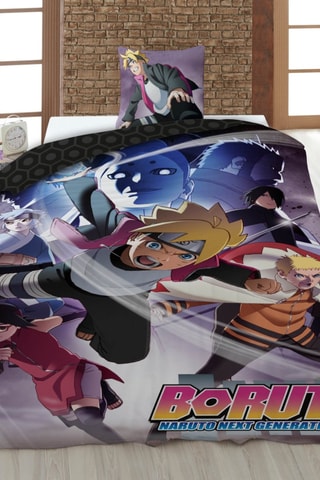 Conjunto de edredão em algodão 52 fios/cm² Naruto Next Generation - Cinzento e violeta