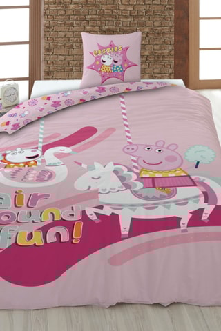Conjunto de edredão em algodão 52 fios/cm² Porquinha Peppa - Rosa