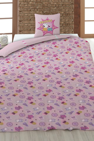Conjunto de edredão em algodão 52 fios/cm² Porquinha Peppa - Rosa