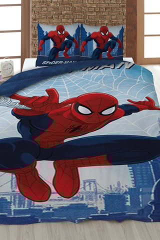 Conjunto de edredão em algodão 52 fios/cm² Homem-Aranha Vingadores Marvel - Azul e vermelho