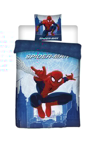 Conjunto de edredão em algodão 52 fios/cm² Homem-Aranha Vingadores Marvel - Azul e vermelho