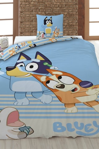 Conjunto de edredão em algodão 80 fios/cm² Bluey - Azul e laranja