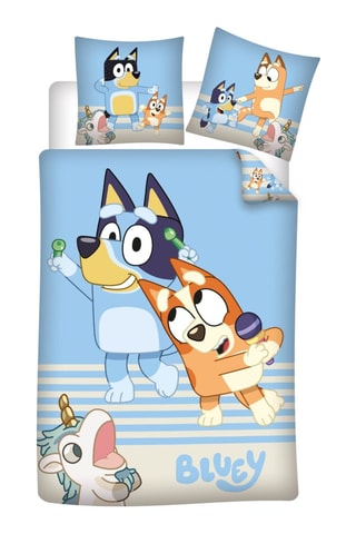 Conjunto de edredão em algodão 80 fios/cm² Bluey - Azul e laranja