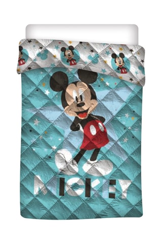Conjunto de edredão em algodão 80 fios/cm² Mickey Disney - Azul e amarelo