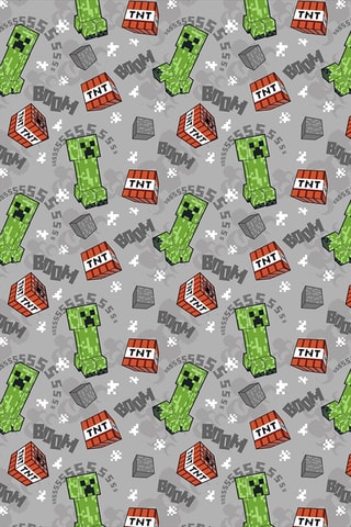 Manta Minecraft - Cinzento e vermelho - 180 x 200 cm