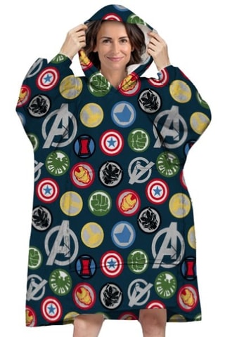 Poncho com capuz Adulto Os Vingadores Marvel - Azul e amarelo
