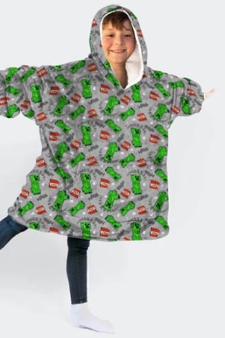 Poncho com capuz 7-14 anos Minecraft - Cinzento e verde