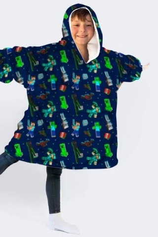 Poncho com capuz 7-14 anos Minecraft - Azul e verde