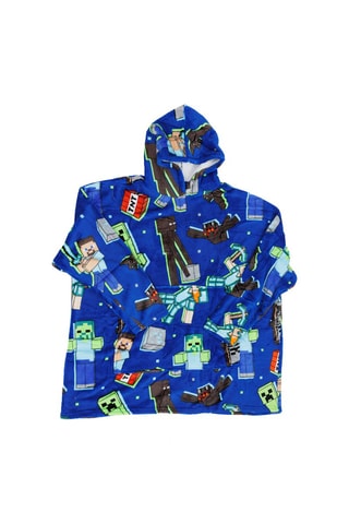 Poncho com capuz 7-14 anos Minecraft - Azul e verde