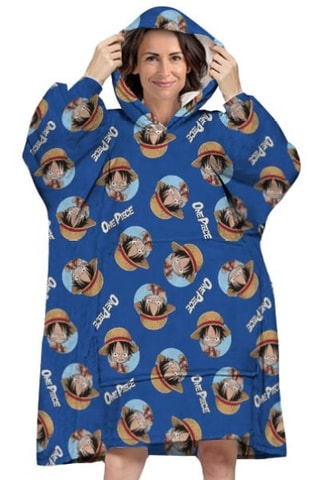 Poncho com capuz Adulto One Piece - Azul