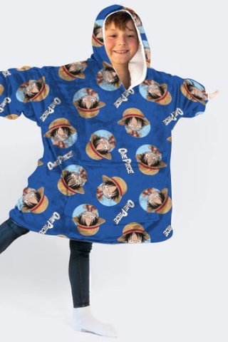 Poncho com capuz 7-14 anos One Piece - Azul