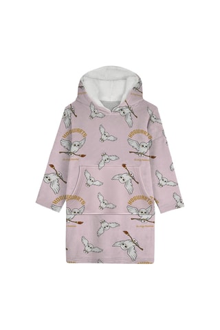 Poncho com capuz Adulto Hedwige Harry Potter - Rosa-maquilhagem e branco