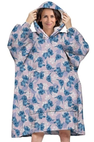 Poncho com capuz Adulto Stitch Lilo e Stitch Disney -  Rosa e azul