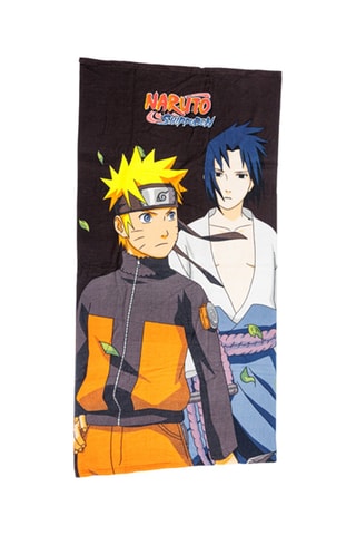 Toalha de praia Naruto e Sasuke Uchiwa Naruto - Preto e amarelo - 70 x 140 cm