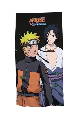 Toalha de praia Naruto e Sasuke Uchiwa Naruto - Preto e amarelo - 70 x 140 cm