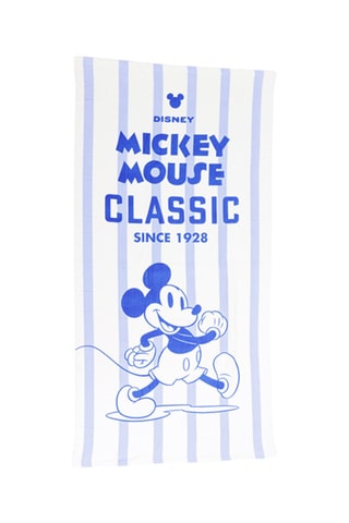 Toalha de praia Mickey Disney - Azul e branco - 70 x 140 cm