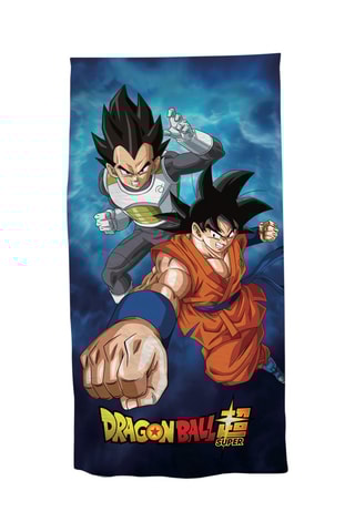 Toalha de praia Son Gôku e Vegeta Dragon Ball Super - Azul e laranja - 70 x 140 cm
