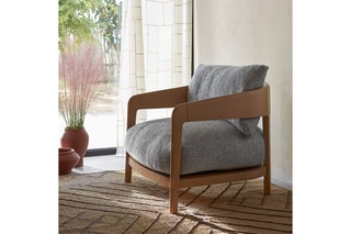 Fauteuil Magalena - Naturel et gris texturé