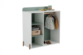 Armoire enfant Simoni - Blanc et vert clair grisé