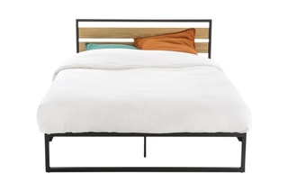 Lit Hibavous - 140 x 190 cm - Noir et bois