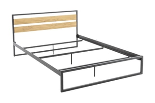 Lit Hibavous - 140 x 190 cm - Noir et bois