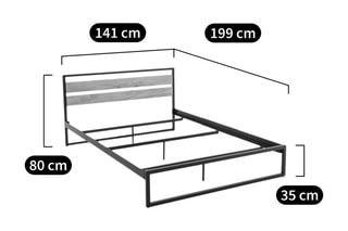 Lit Hibavous - 140 x 190 cm - Noir et bois