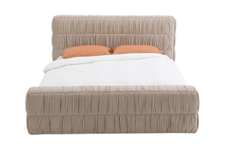Lit en velours avec sommier Marcio - 160 x 200 cm - Beige
