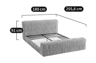 Lit en velours avec sommier Marcio - 160 x 200 cm - Beige