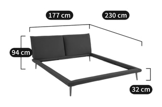 Lit sans sommier Aurore design E. Gallina - 160 x 200 cm - Bleu canard