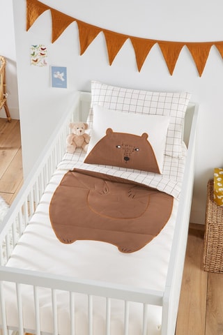 Conjunto de cama em algodão 57 fios/cm² Anatole - Branco e castanho